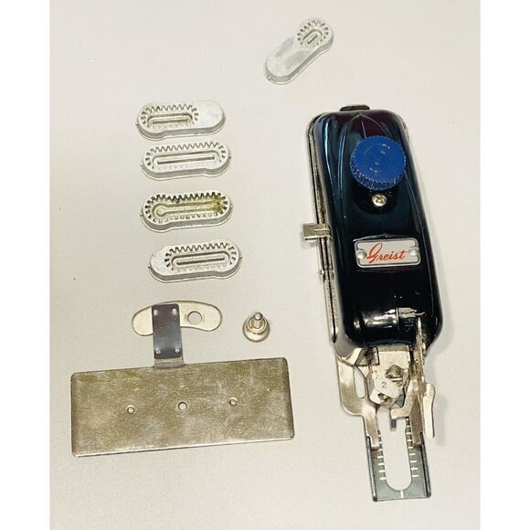 Vintage 1950s GREIST Products Rotary Buttonholer w/ 5 Templates in Original Box - Picture 1 of 8